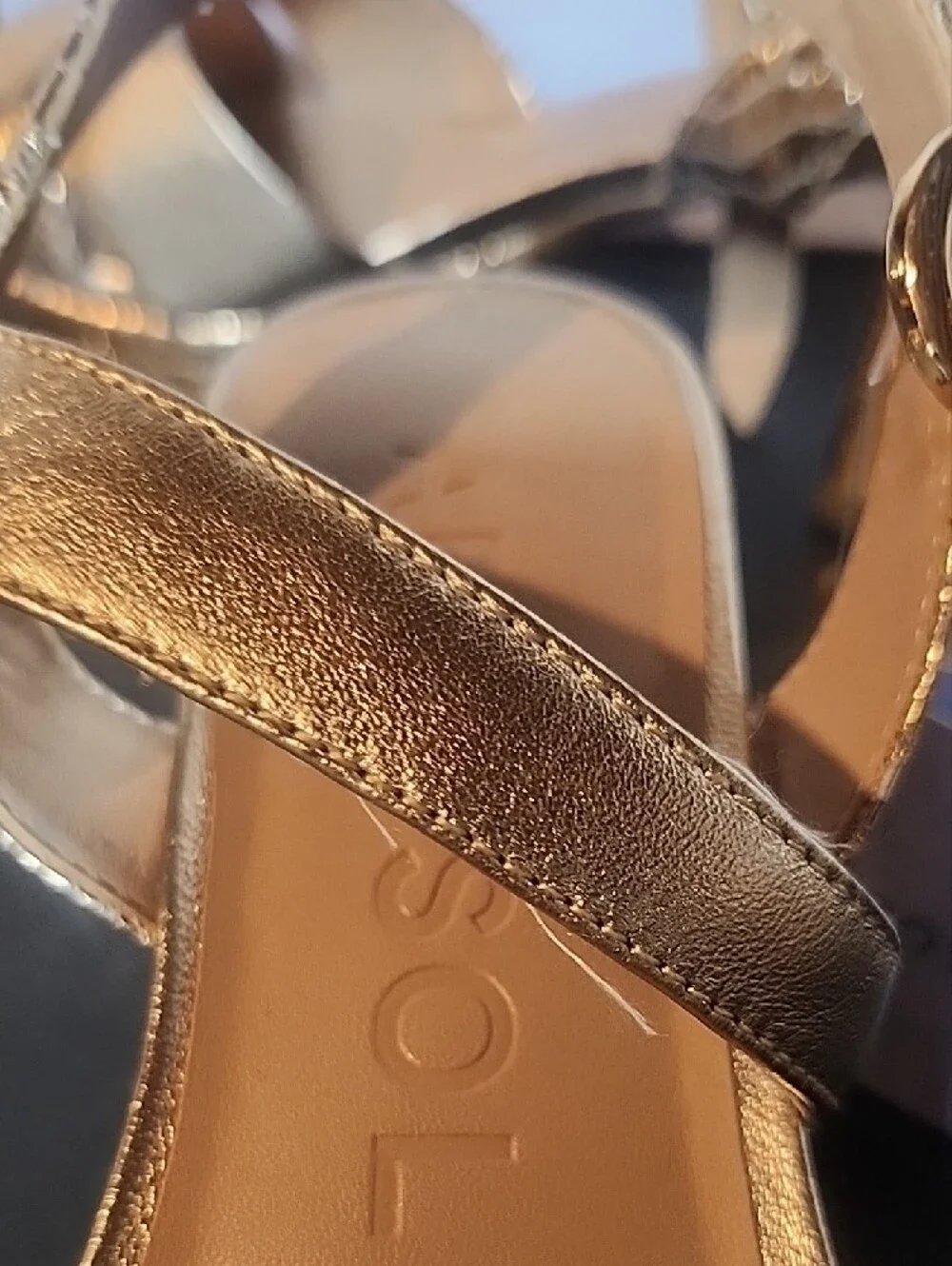 AEROSOLES Rose Gold Snake-Print Platform Sandals